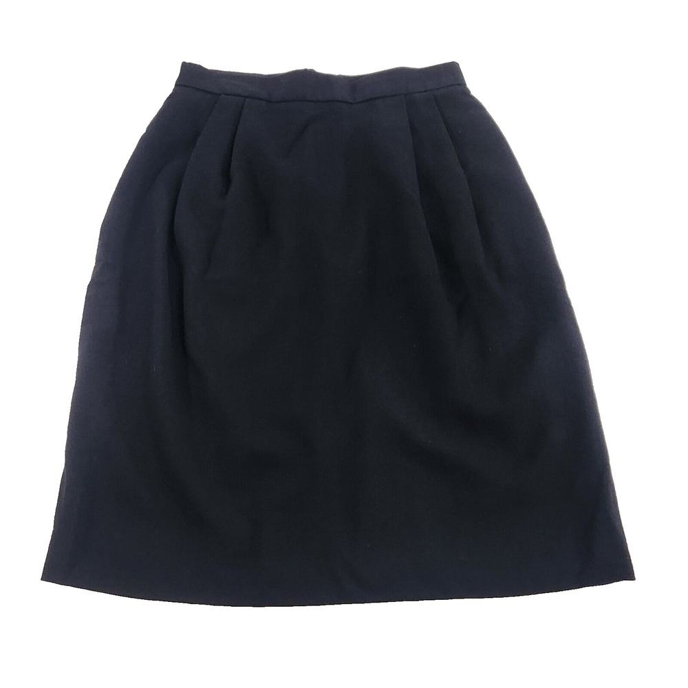 Preferred Classix Midi Skirt 80s Black Pleated Vintage Business Cocktail Size 8